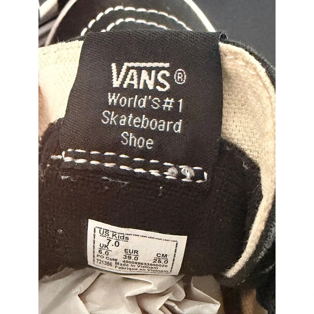 Vans Sk8-Hi Zip Kids 7.0 Checkerboard Black Red High Top Skate Shoes 721356